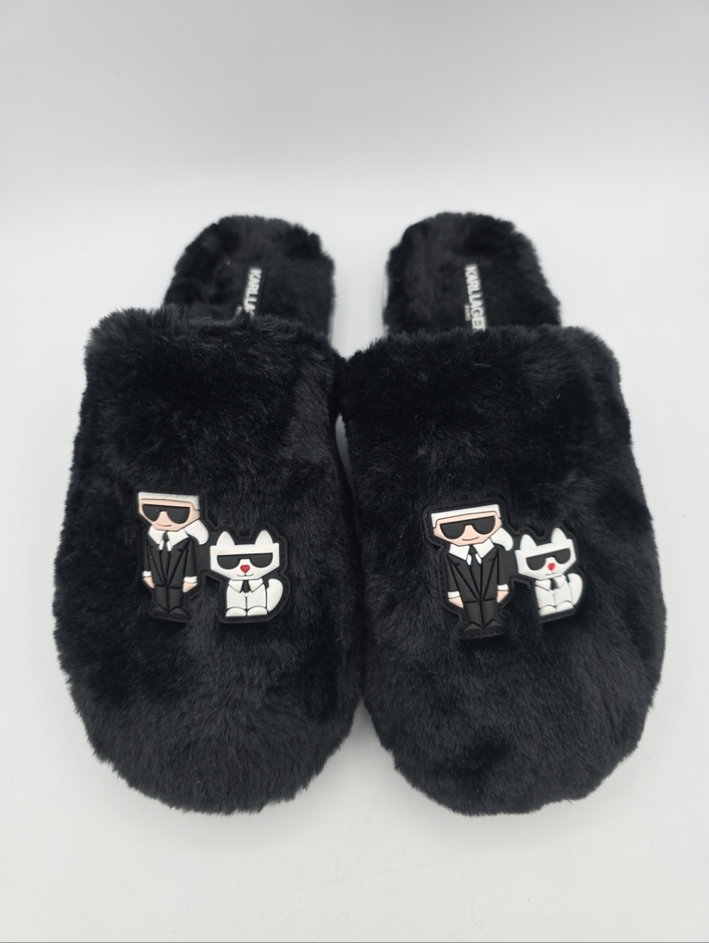 New Karl Lagerfeld Jovie Faux Fur Slide Sandals Shoes Women's Size 9